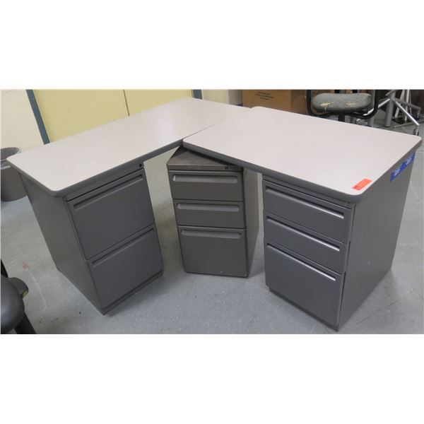 Corner Desk Sections w/ 3 Under-Cabinets 59"x50"x30"H