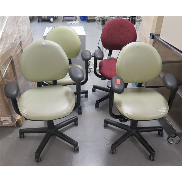 Qty 4 Rolling Office Armchairs, Misc Conditions