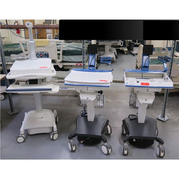 Qty 3 Enovate & Jaco Ultra Series Rolling Medical Carts