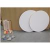 Image 1 : Qty 2 TMC Furniture Round Table Tops 36"dia w/ Wooden & Metal Legs (legs do not go w/ table but can 