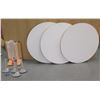 Image 1 : Qty 3 TMC Furniture Round Table Tops 36"dia w/ Wooden & Metal Legs (legs do not go w/ table but can 