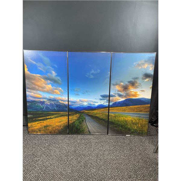 Road To Mountains - Photographic Prints On Cavass - 3 Pieces Total Size Together 76W x 52H