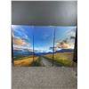 Image 1 : Road To Mountains - Photographic Prints On Cavass - 3 Pieces Total Size Together 76W x 52H