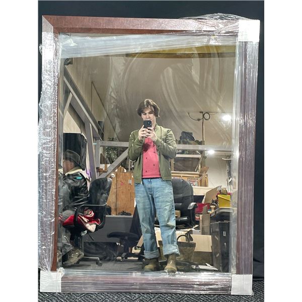 Large Bevelled Mirror Frame Brown 42 x 54