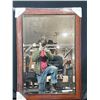 Image 1 : Large Bevelled Mirror Brown Wood Frame 30 x 42