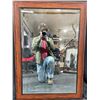 Image 1 : Large Bevelled Mirror Brown Wood Frame 30 x 42