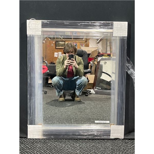 Large Bevelled Mirror Black Wood Frame 35 x 29