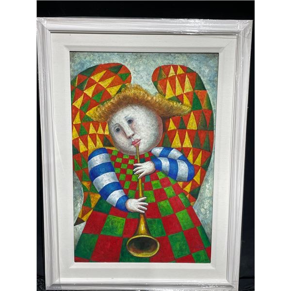 Harpy Playing Trumpet Paint on Canvas 34 X 35