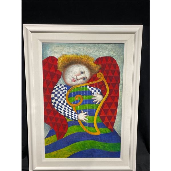 Harpy Playing Harp Paint on Canvas 34 X 35