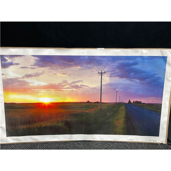 Sunrise Over Field Print on Paper 33 X 62