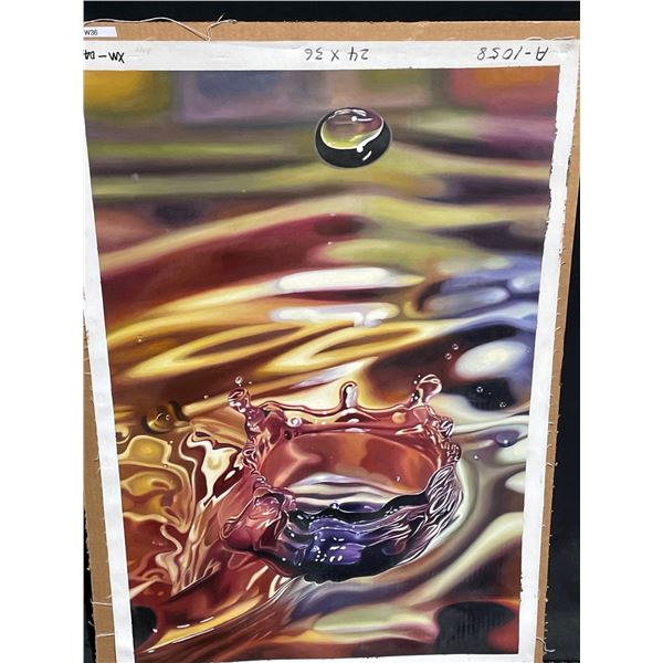 Water Drop Paint on Canvas 24 X 36