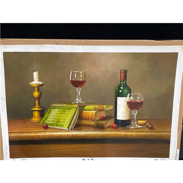 Wine and Books Paint on Canvas 24 X 36