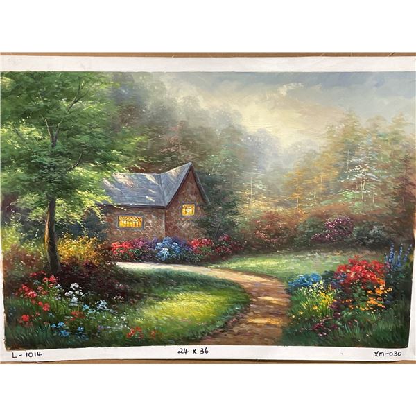 Cottage in Nature Paint on Canvas 24 X 36