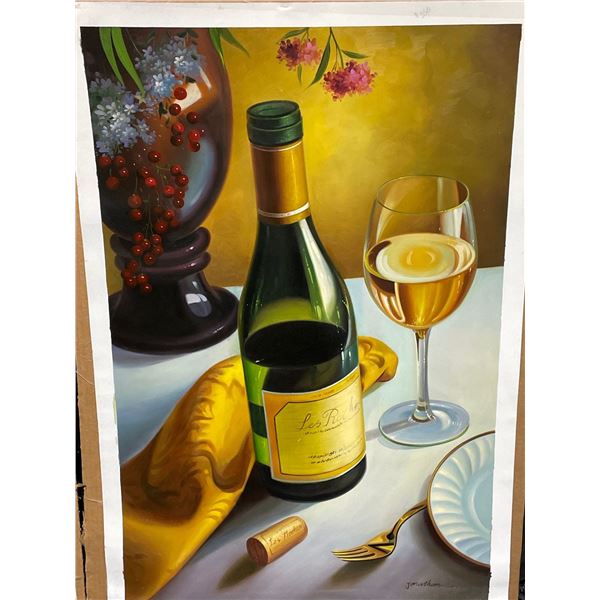Wine with Bread Paint on Canvas 24 X 36