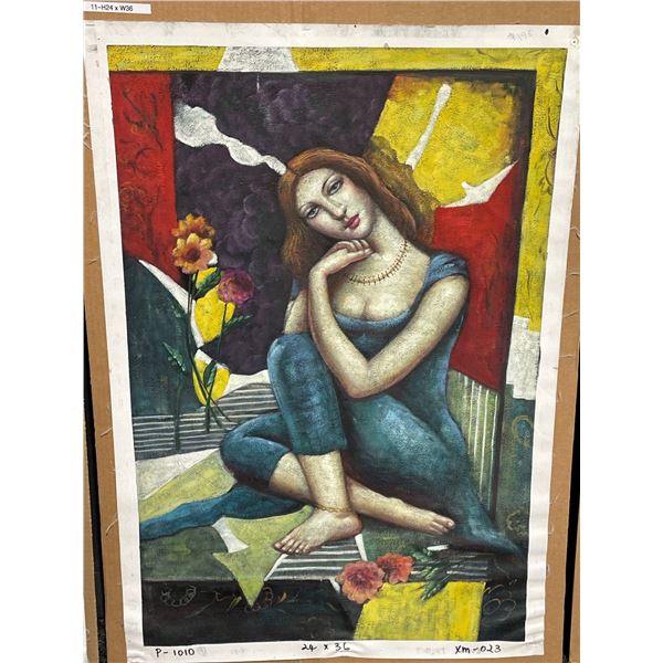 Woman Dreaming Paint on Canvas 24 X 36