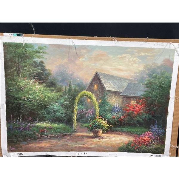 Arch to Cottage Paint on Canvas 24 X 36