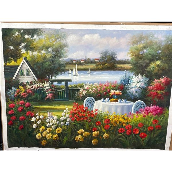 Gated Garden by Pond Paint on Canvas 30 X 40