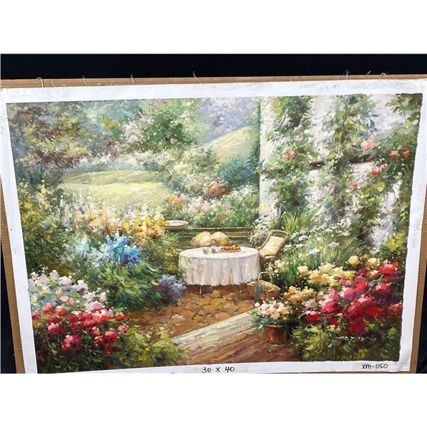 Garden Table Set Oil on Canvas 30 X 40