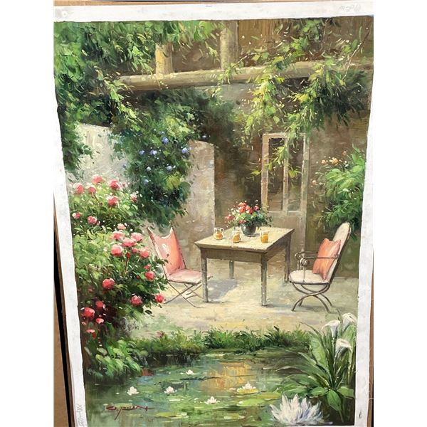 Garden Patio oil on Canvas 24 X 36