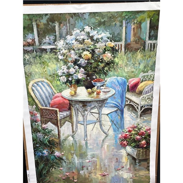 Garden Patio Oil on Canvas 24 X 36