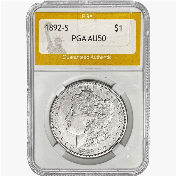 1892-S Morgan Silver Dollar PGA AU50