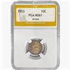 Image 1 : 1853 Seated Liberty Dime PGA MS61 Arrows