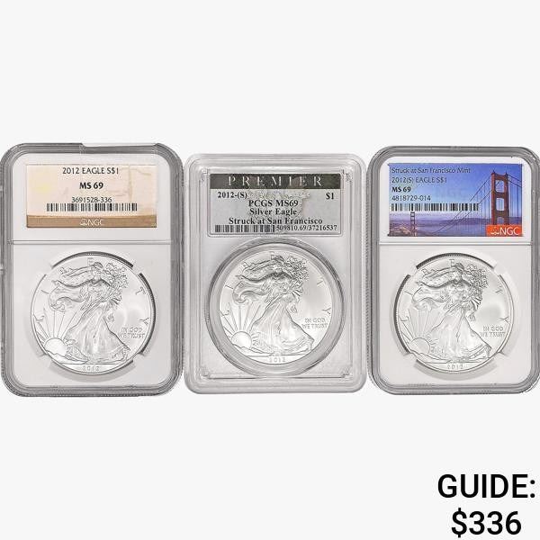 [3] 2012 Silver Eagle NGC/PCGS MS69