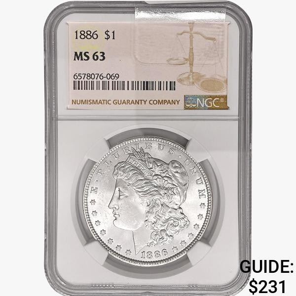 1886 Morgan Silver Dollar NGC MS63