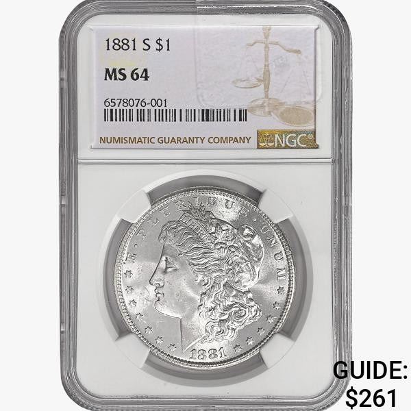 1881-S Morgan Silver Dollar NGC MS64