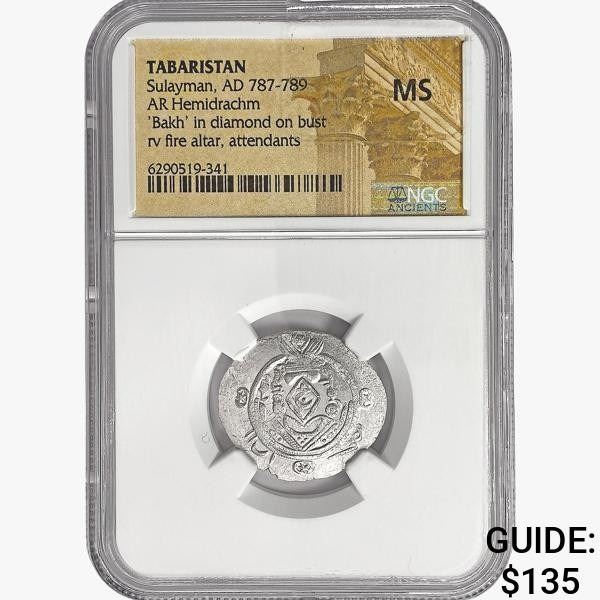 AD 787-789 Tabaristan AR Hemidrachm NGC MS