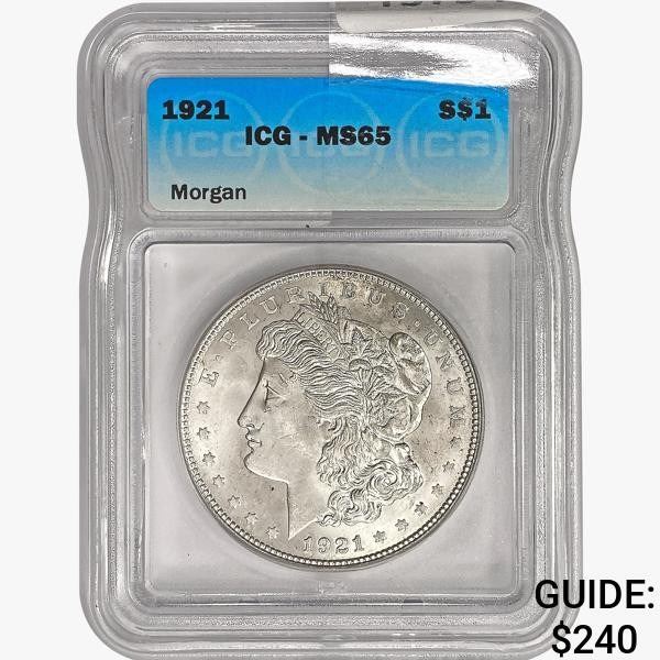 1921 Morgan Silver Dollar ICG MS65