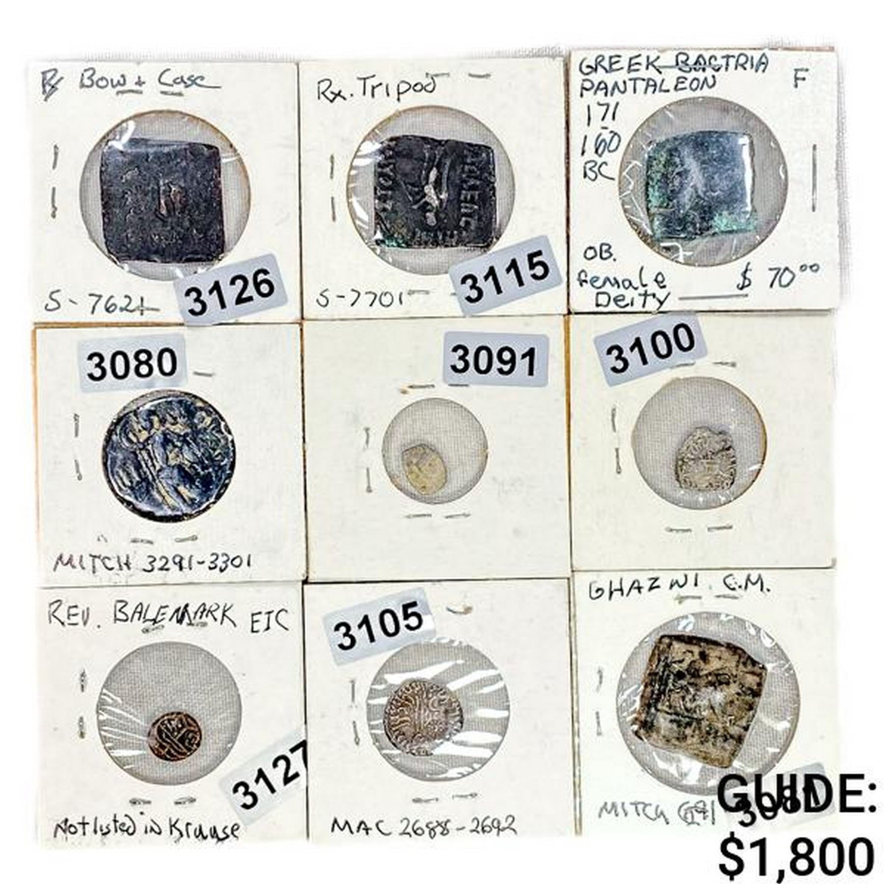 75 AD - 1733 India Coinage w/ Silver (9 Coins)