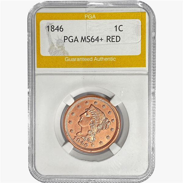 1846 Braided Hair Large Cent PGA MS64+ RED