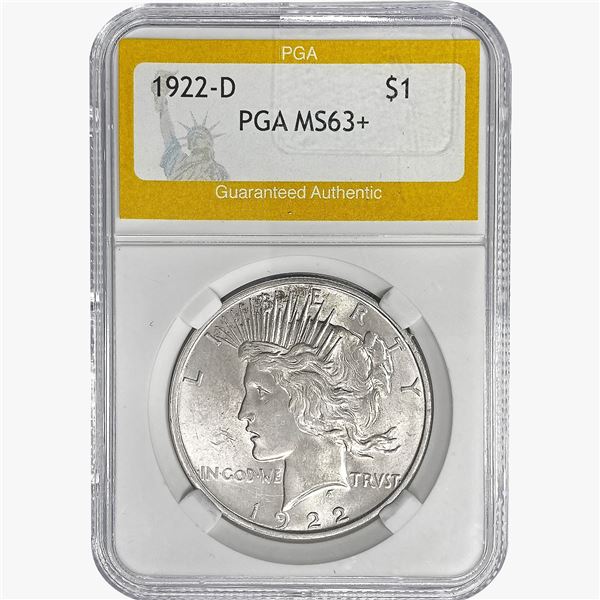 1922-D Silver Peace Dollar PGA MS63+