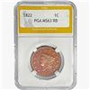 Image 1 : 1822 Coronet Head Large Cent PGA MS63 RB