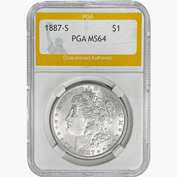1887-S Morgan Silver Dollar PGA MS64