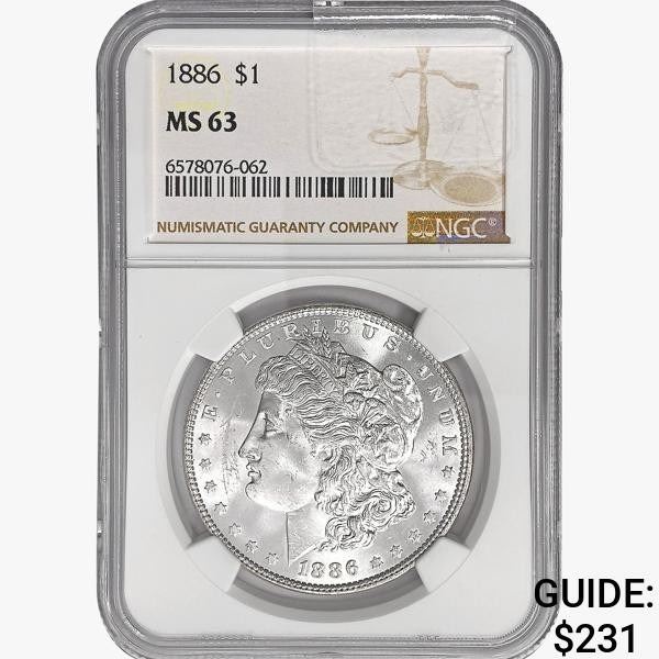 1886 Morgan Silver Dollar NGC MS63