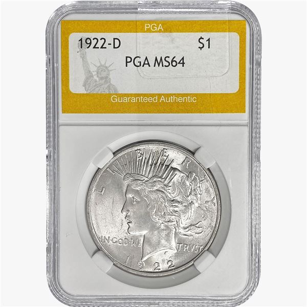 1922-D Silver Peace Dollar PGA MS64
