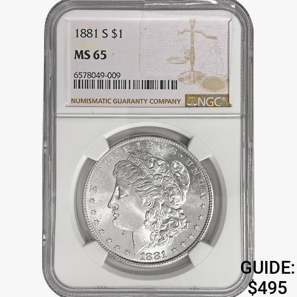 1881-S Morgan Silver Dollar NGC MS65