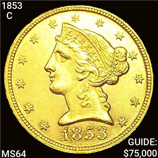 1853-C $5 Gold Half Eagle CHOICE BU