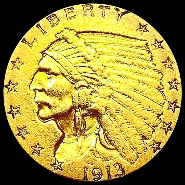 1913 $2.50 Gold Quarter Eagle CLOSELY UNCIRCULATED