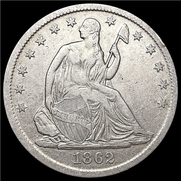 1862-S Seated Liberty Half Dollar CLOSELY UNCIRCUL