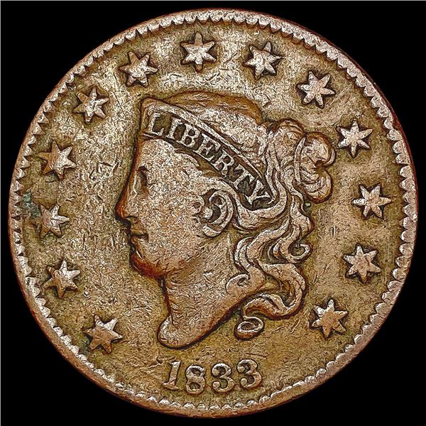 1833 Coronet Head Large Cent LIGHTLY CIRCULATED