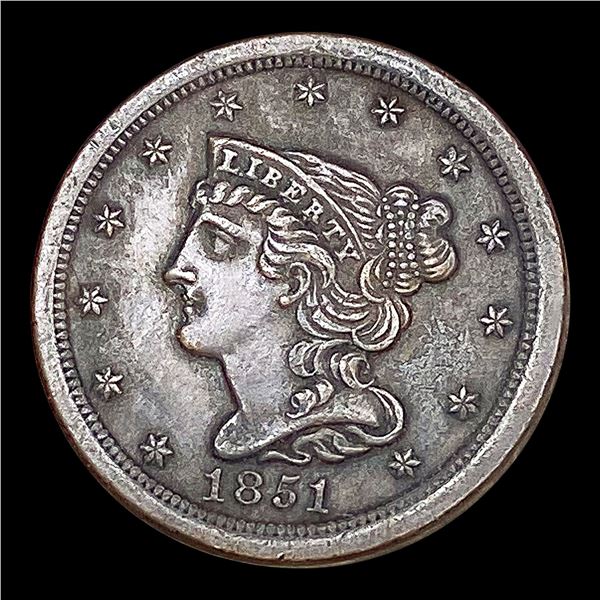 1851 Braided Hair Half Cent CLOSELY UNCIRCULATED