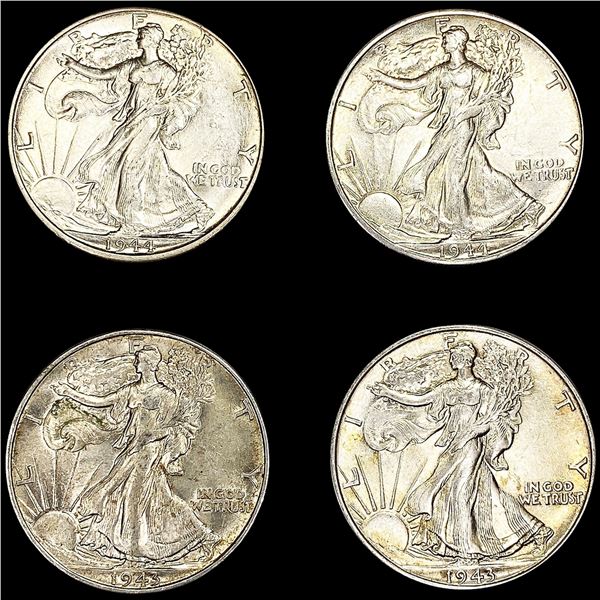 (4) Walking Half Dollars ((2) 1943, (2) 1944-D) U