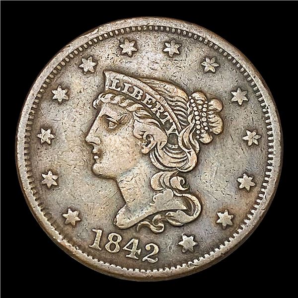 1842 Braided Hair Large Cent NICELY CIRCULATED