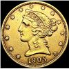 Image 1 : 1905 $5 Gold Half Eagle CLOSELY UNCIRCULATED