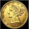 Image 1 : 1881 $5 Gold Half Eagle CLOSELY UNCIRCULATED