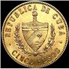 Image 2 : 1916 Cuba .2419oz Gold 5 Pesos CLOSELY UNCIRCULATE