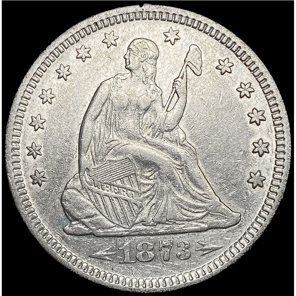 1873 Arws Seated Liberty Quarter CLOSELY UNCIRCULA